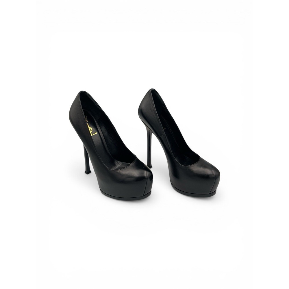 Saint Laurent Tribtoo Platform Pumps Black Leather –Size 38.5 US 8.5 - Picture 6 of 14